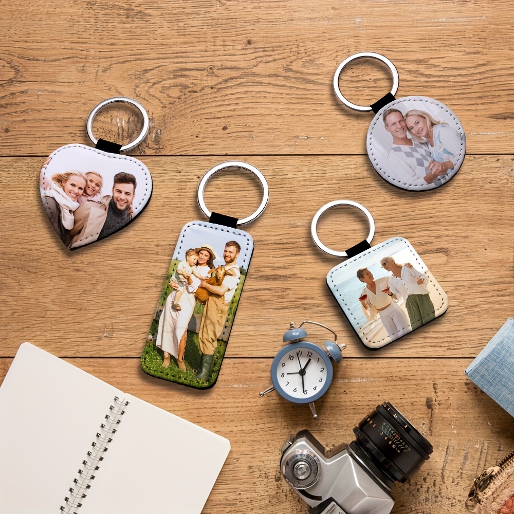 

1 Pc Custom Photo Keychain, Personalized Picture Keyring, Diy Rectangular & Heart-shaped Key Holder, Unique Gift For Family, Friends, And Loved Ones