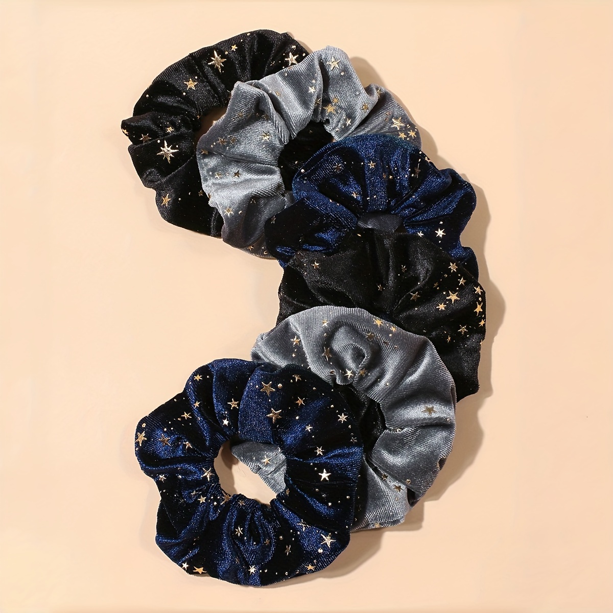 Image of 6pcs Of Autumn And Winter Fabric Hair Ties For Women, Suitable For High Ponytails And Everyday Wear
