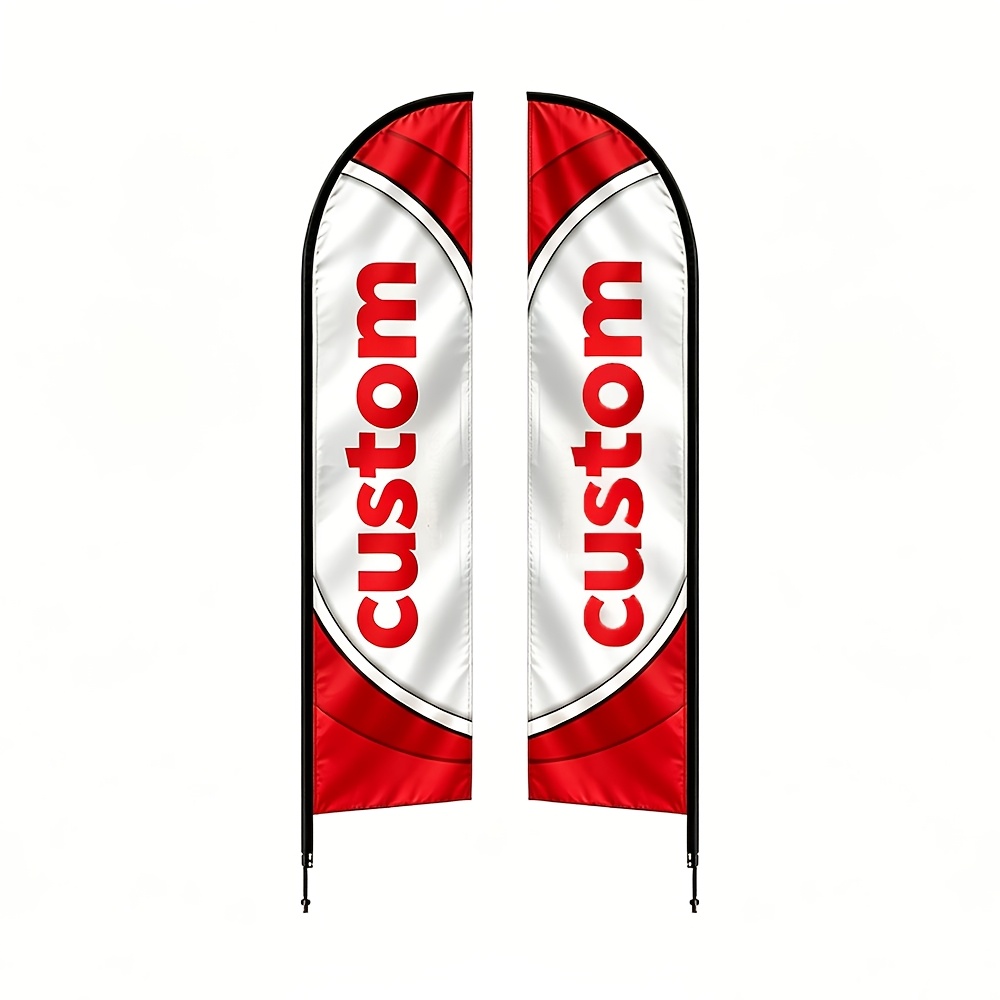 TEMU Custom Feather Pennant Flag - Personalized Full-print (pole Not Included). , Image, Or Slogan To Create An Advertising Flag. Made From