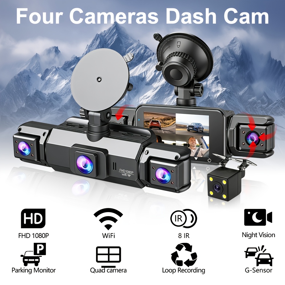 [FOXGOD] High-quality Vehicle Black Box with 5G Wifi, 4 Cahnnels& 2 Cahnnels FHD 1080P Dash Cam, 8 IR Lights, WDR, Car Driving Recorder with Multi-functional Rear Camera, Parking Monitor, G-sensor, Loop Recording, No Card/32g Card Optional