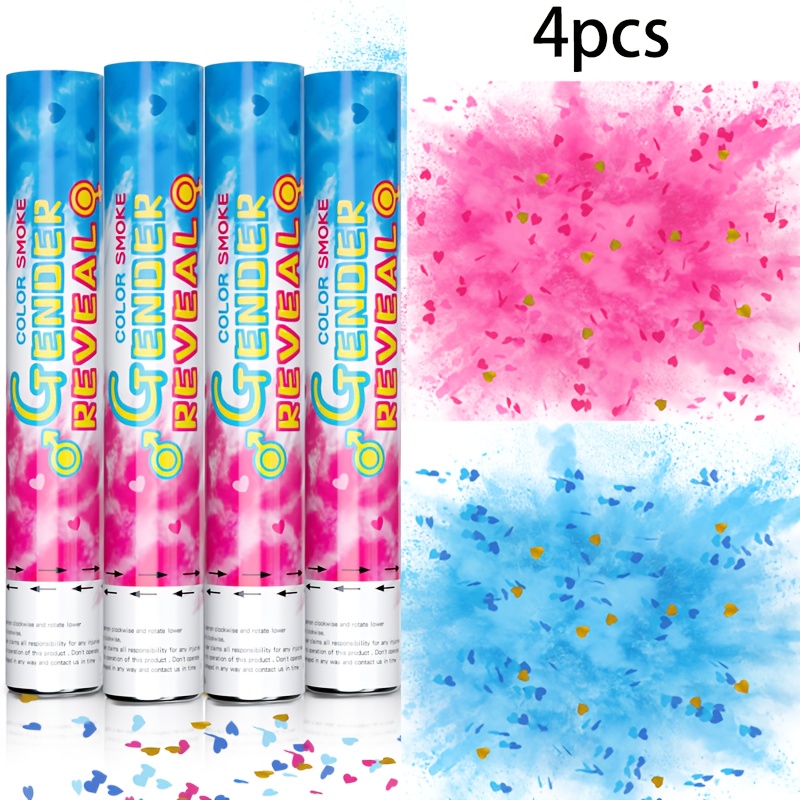 Image of A Set Of 4 Gender Reveal Confetti, Paper Confetti Set, Decorative Items For Gifting, Colorful Confetti And Pink-blue Paper Confetti, Party Supplies