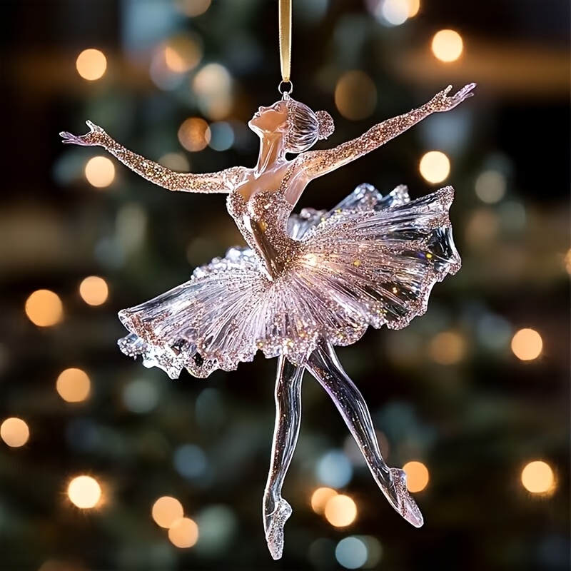 

2d Flat, Elegant Sparkling Ballerina Acrylic Ornament - Dancer Decoration With Glittery Details, Ideal For Home & , Versatile Hanging Charm, Ballet Shoes