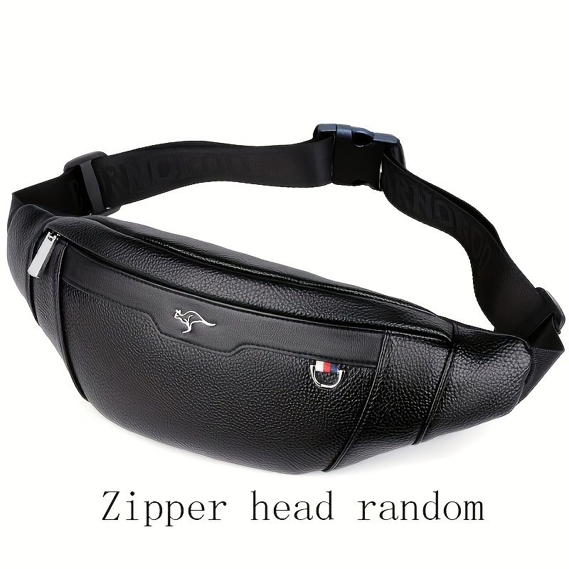Image of Men's Casual Pu Waist Bag, Crossbody Bag, Chest Bag, High Quality Hiking Cycling Crossbody Bag