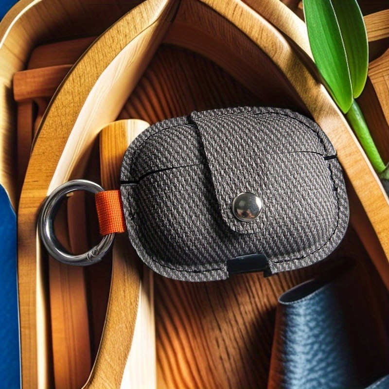 Image of Luxury Synthetic Leather Headphone Case For Airpods 4, Suitable For Airpods 3 Protective Storage Case, Suitable For Airpods Pro/pro 2 Tws Headphone Case, With Keychain