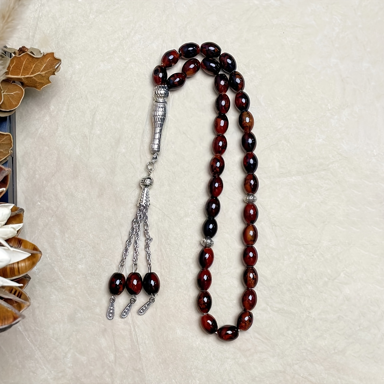 

A Pack Of 1 With 33 Beads, Beads For Daily Worship, Flower Beads, Arabic Beads, Middle Eastern Neutral Wrist Strap For Ramadan And Eid Al-fitr.