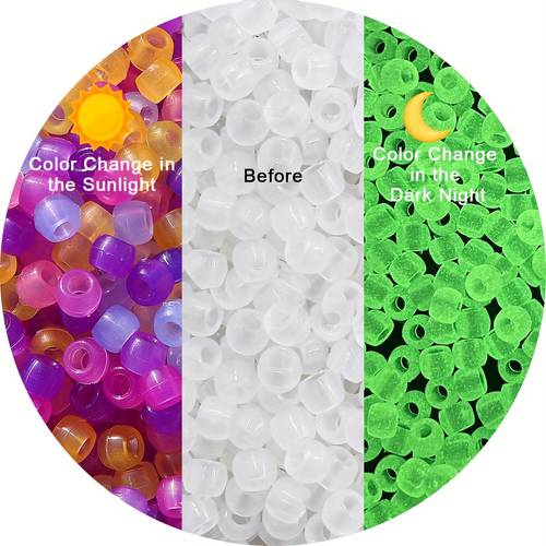 100pcs 6x8mm acrylic reactive color changing beads small horse bead luminous beads with random color options shaped loose beads for making and craft supplies multi colored sunlight sensitive beading material