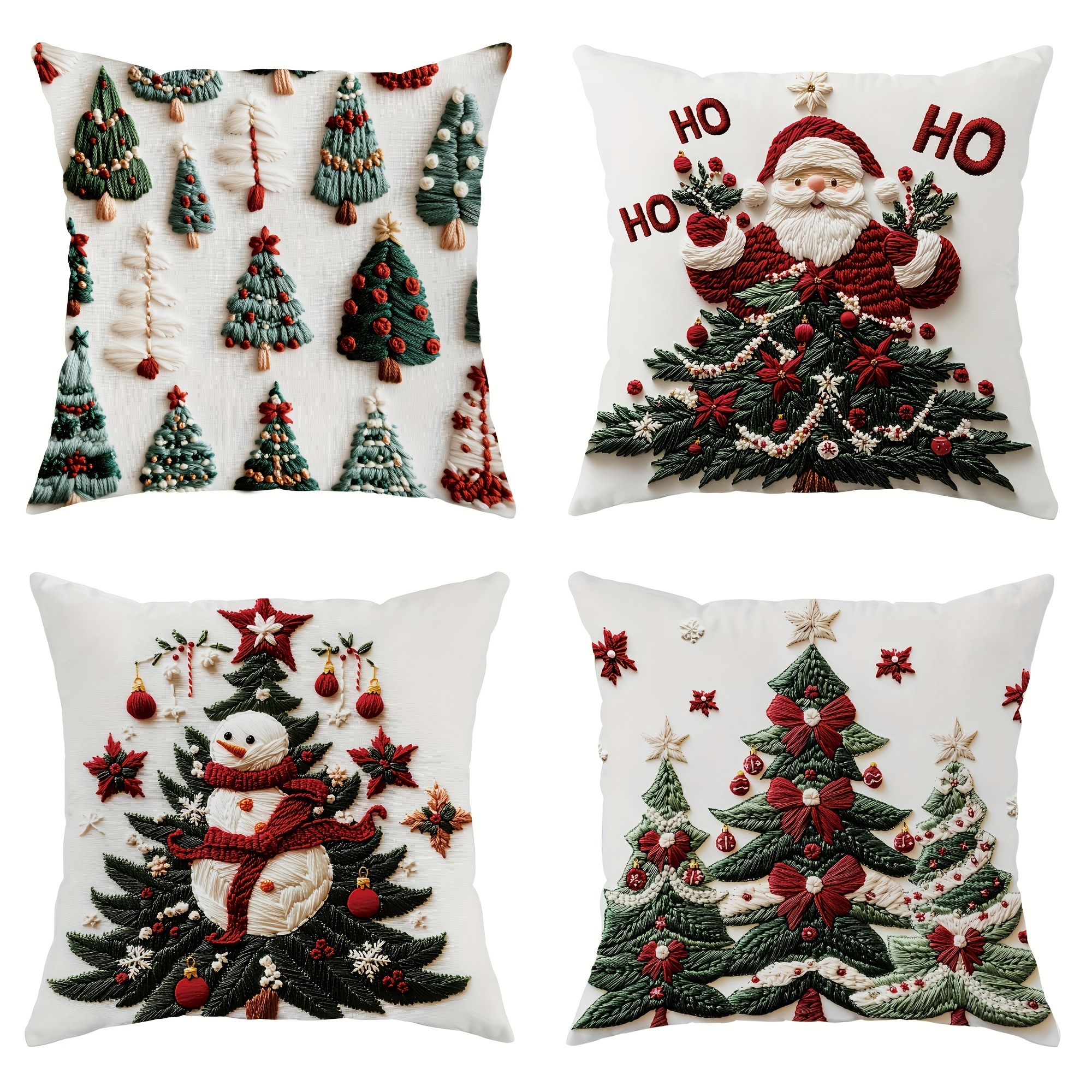 

4pcs Christmas , 18x18 , Zippered Polyester Ho, , And Snowman , , For , Car, , Decor - Inserts Not Included