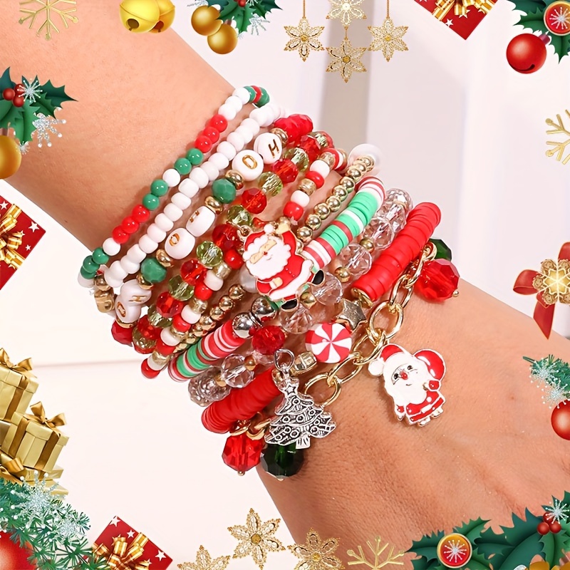 

10pcs Christmas Bracelet Set & Pendants, & Accents - Jewelry For Women,