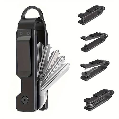 Artikelbild kompakter metall-schlüsselhalter, der 2-6 schlüssel sicher aufbewahrt, mit einem schlanken design, das für männer und frauen ist. dieser schlüssel-organizer aus aluminiumlegierung wird mit einem sicherheitsverschluss geliefert.