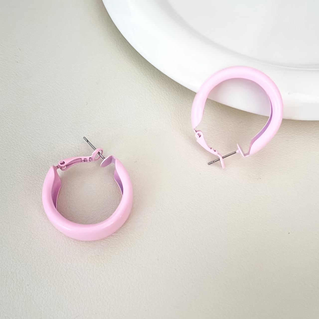 Vintage Red Hoop Earrings Large Circle for Autumn & Winter