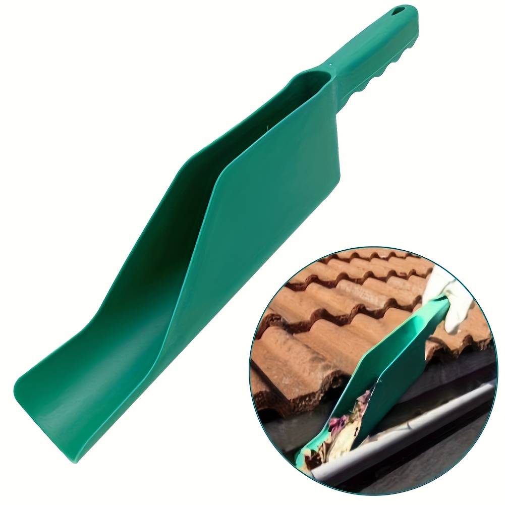 a heavy duty gutter cleaning tool an anti slip ergonomic shovel suitable for roof gutters and downspouts made of durable plastic for removing leaves   and snow ideal for commercial and residential outdoor maintenance