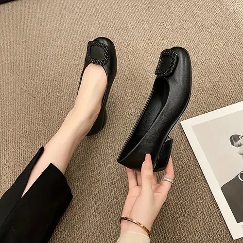 spring new shallow step for women soft bottom soft comfortable coarse heel round head single
