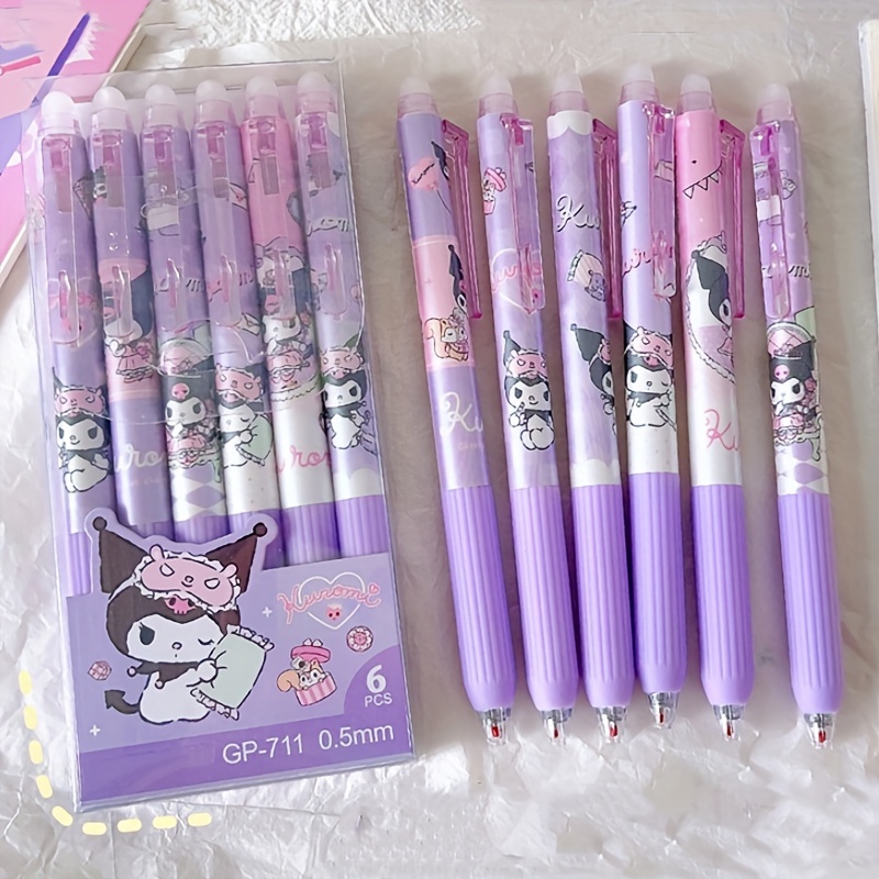 

fine Precision" Cute Erasable Gel Pens - 0.5mm Fine Point, Crystal Blue Ink, Kuromi & My Melody Designs, Easy-to-erase With Protective Sleeve