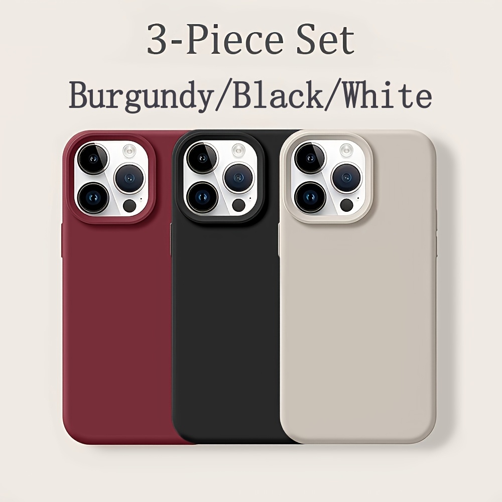 TEMU Funda de lujo de 3 piezas, carcasa prémium mate para iPhone 11-17 Pro/Pro Max/Plus/E/Air todas las series, funda delgada protectora de cobertura