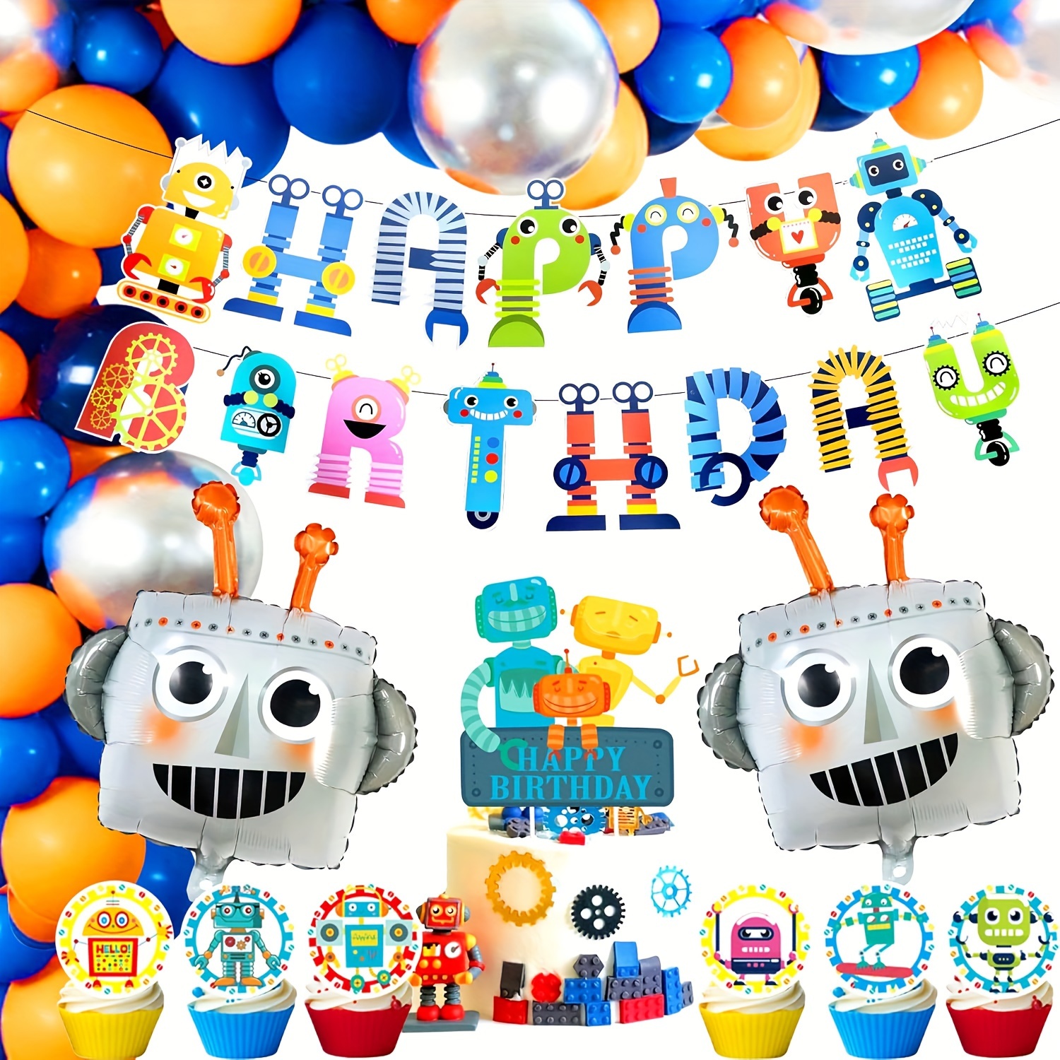 

Jevenis Robot Birthday Party Decoration Robot Birthday Party Supplies Robot Birthday Balloons Robot Birthday Banner Favors Cake Cupcake Decoration