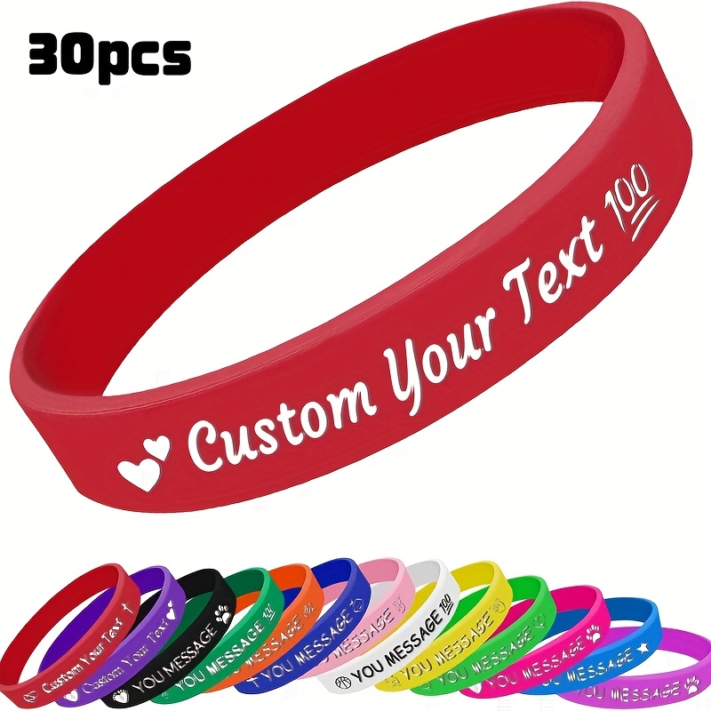 TEMU 30 pulseras de silicona personalizadas, tamaño para adultos 202 mm con de , ideales para team building , , agrupación de equipos, reuniones de ,
