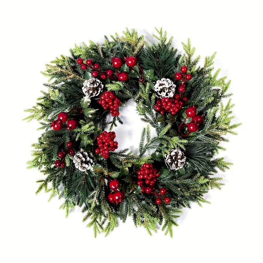 1pc Christmas Halloween New Year Party Decoration, Plastic Faux Flower Vine Wreath, Christmas Wreath - Door Window Tree Fireplace Decor