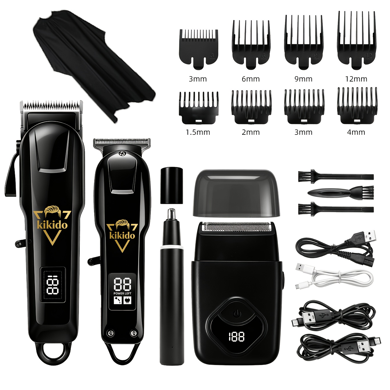 TEMU 4pcs Men's Wireless Hair Clipper Set - Usb Charging Electric Hair Clipper, Dual-use For Home And Car Use, Trimmer, Nose Hair Trimmer, Shaver,