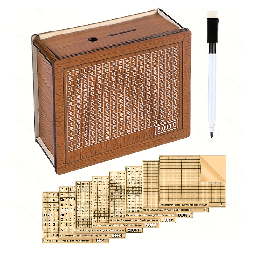 Image of Digital Tracking With 8 Label Stickers - Wood , Savings For /s, Coin Counter & Home/office Decor, Reusable Cash Box For Goals (birthdays, Vacations, Emergencies) - Wood