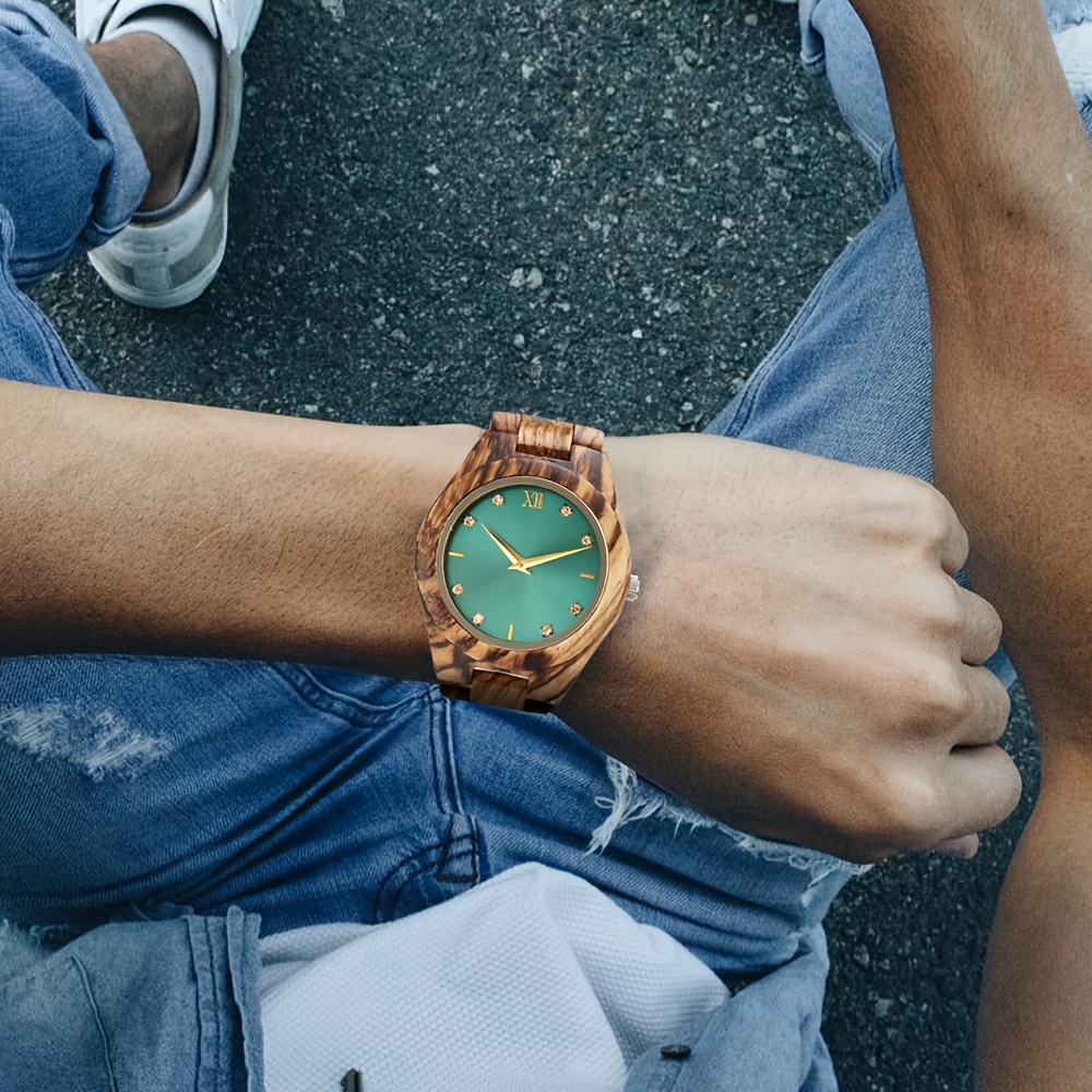Image of Luxury Casual Wooden Wristwatches For Women Featuring A Simulated Rhinestone Dial, Perfect As Anniversary Gifts