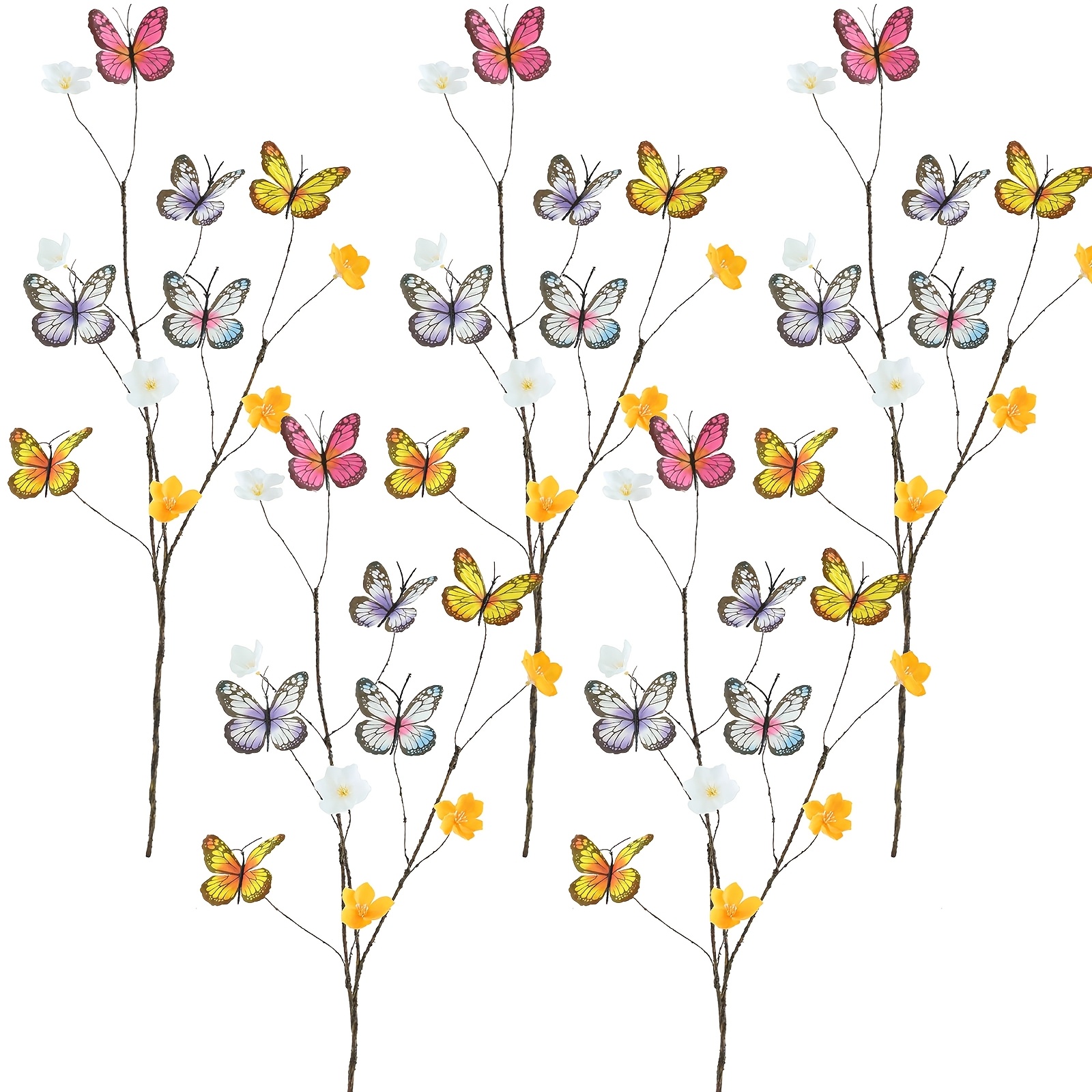 Image of 3/5pcs Artificial Long Branch 3-prong Flower, Realistic Touch Fake Flower, Premium Simulation Flower, Suitable For Indoor Home Decor, Garden, Wedding Party Decor, Spring/summer Decor, Occasion