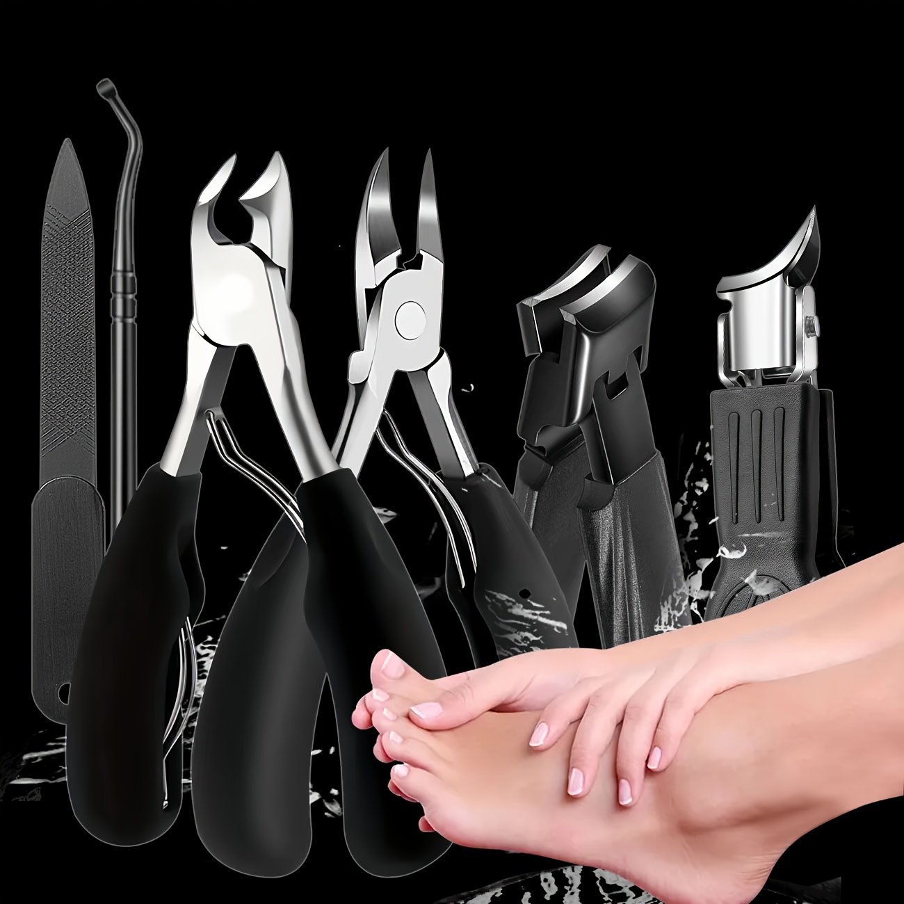 Image of Nail Care Kit For Ingrown And Thick Toenails - Heavy-duty Scissors Set With Nail File, Cuticle , And Grooming Tools - Handle For Men, Women, And Seniors - Halloween Gift