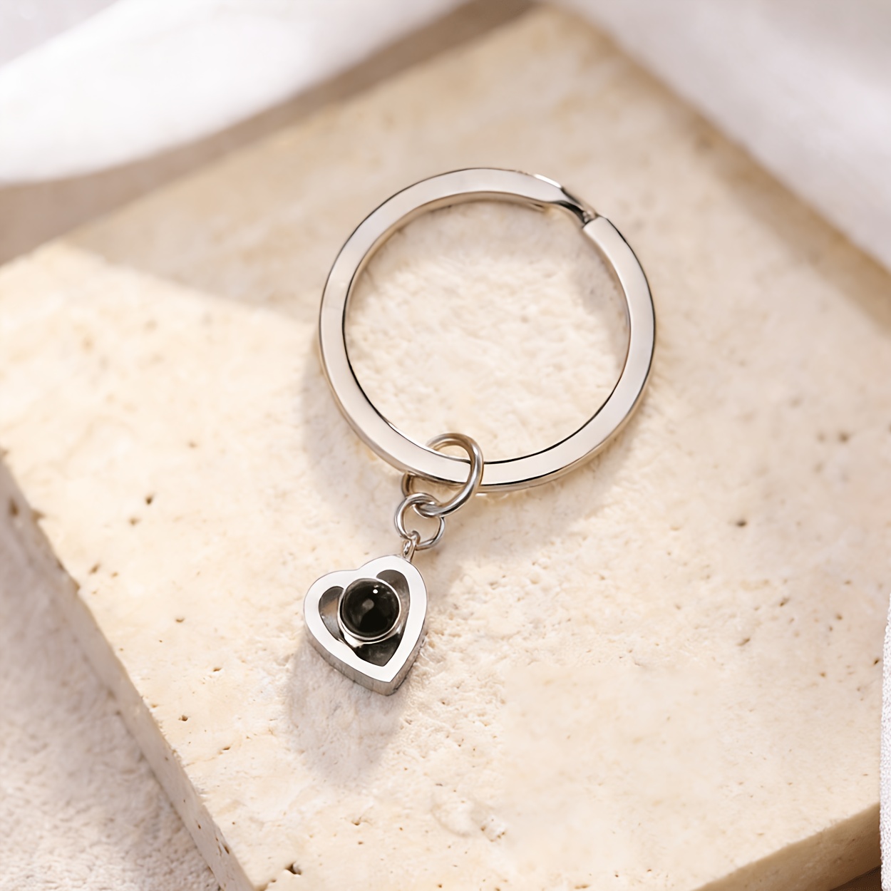 TEMU Regalo commovente per , portachiavi con fotografica personalizzata a forma di cuore in acciaio inossidabile 304L, regalo per la , portachiavi da