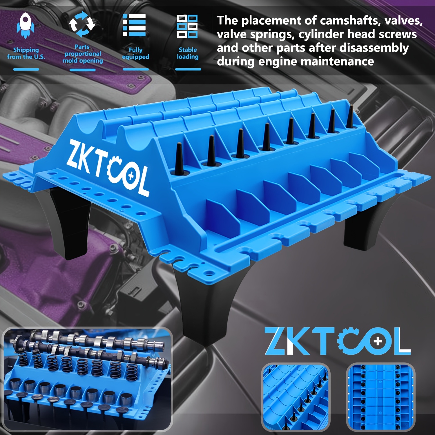 TEMU Automobile Placement Tool, Engine Cylinder Head Assembly Organizer Valve Standing Tool, Gift For Father, Diy