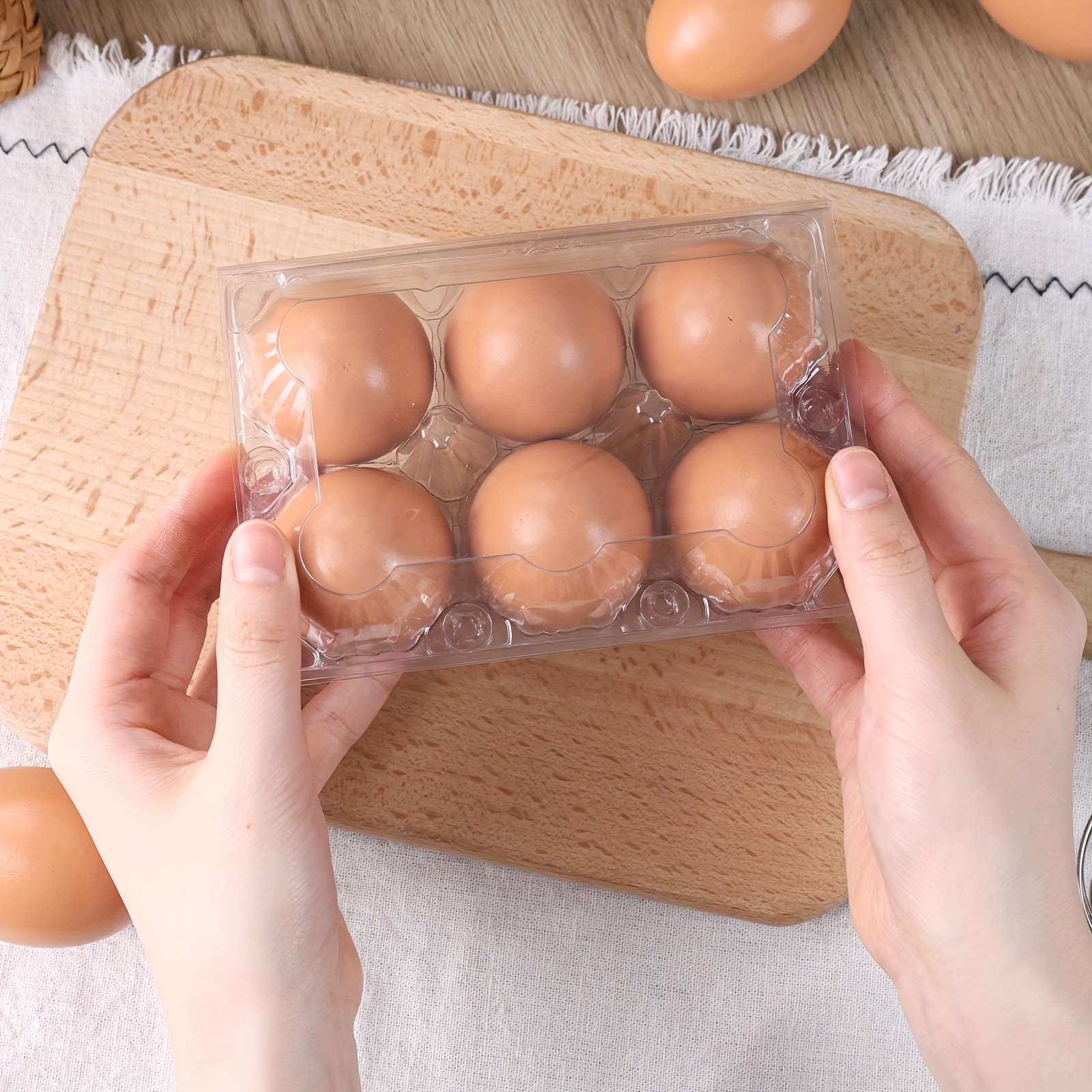 

100pcs Plastic Egg Cartons, Clear Egg Labels Egg Cartons For Display, 6-cavity