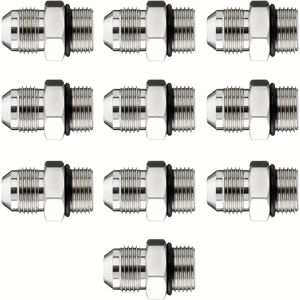 TEMU 10 Pack Hydraulic Hose Adapter Fittings: 1/2" Jic 37° Male X #8 Sae/orb Male, Straight Tube Fitting Kits With Protection Cover - 6400-08-08