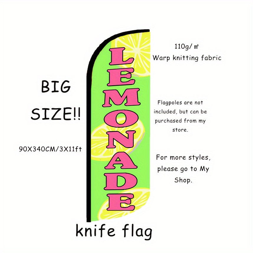 

1pc, Lemonade Advertising Knife Flag, Suitable For Commercial Advertising Publicity, Does Not Include Flagpole, Outdoor Decor, Yard Decor, Garden Decorations