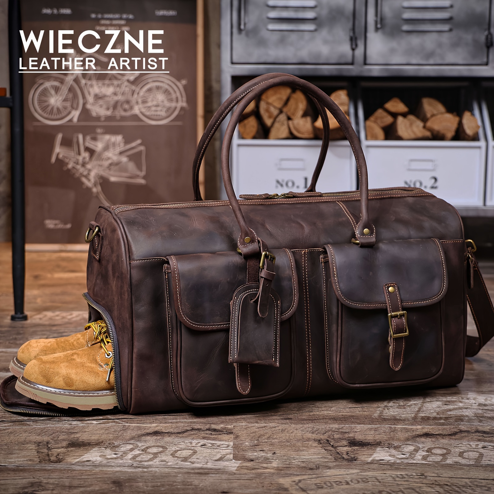 leather travel bag sold on Temu United States