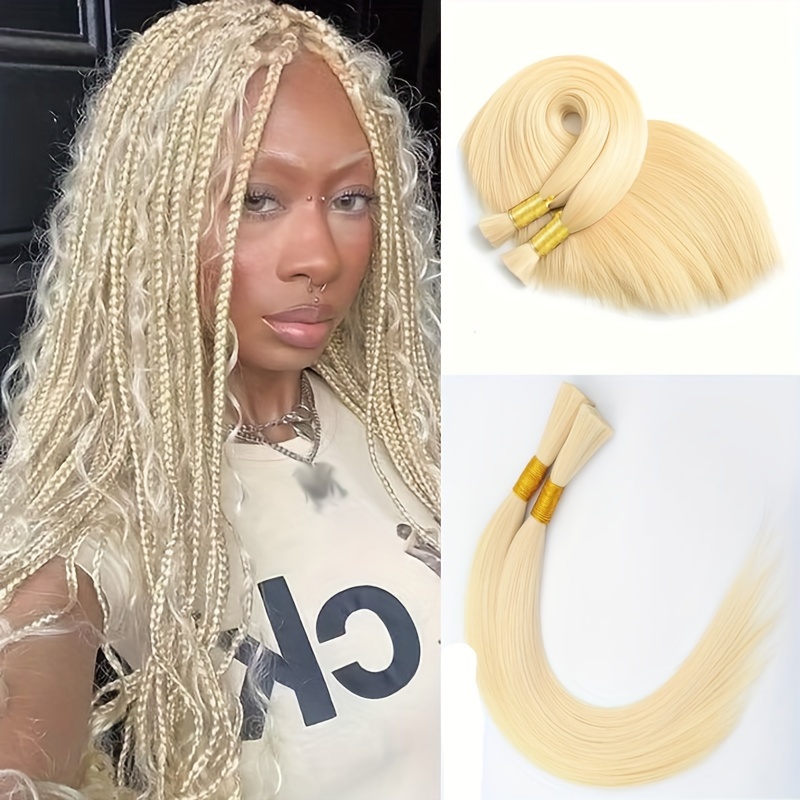 

613 Blonde Straight Human Hair Bulk For Braiding No Weft Color 100% Human Hair Extensions 20-28 Inch
