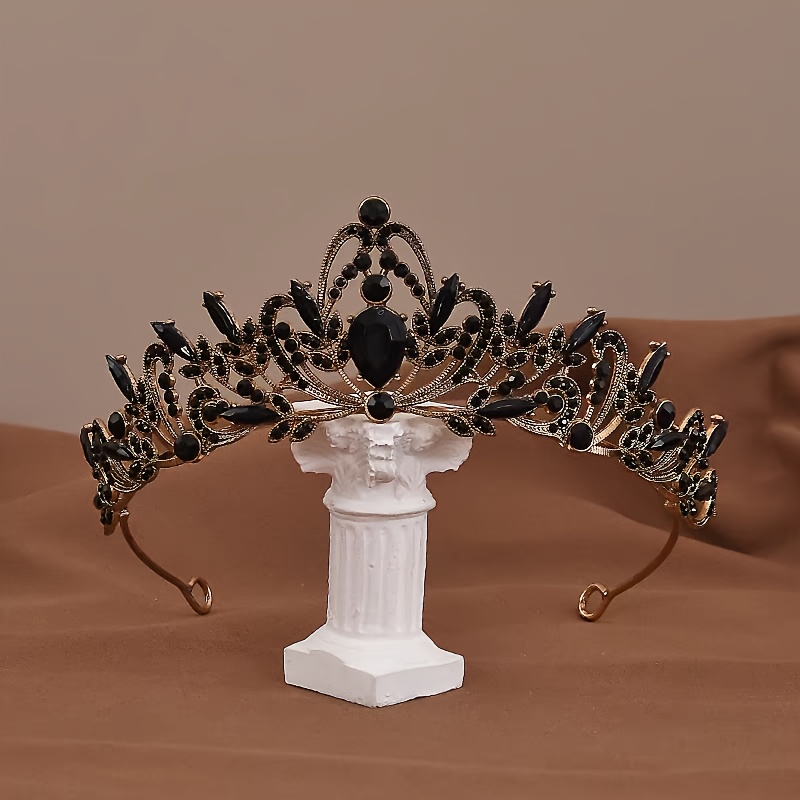 TEMU Une couronne noire vintage pour mariées, parfaite pour Halloween, mettant en valeur un thème de princesse d' unique pour des ajouts de luxe pour