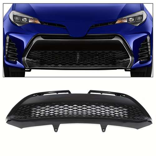 ExaltedKing-Auto Gloss Black Front Bumper Grille Set For 2017-2019 Toyota Corolla – Upper And Lower, Direct Replacement
