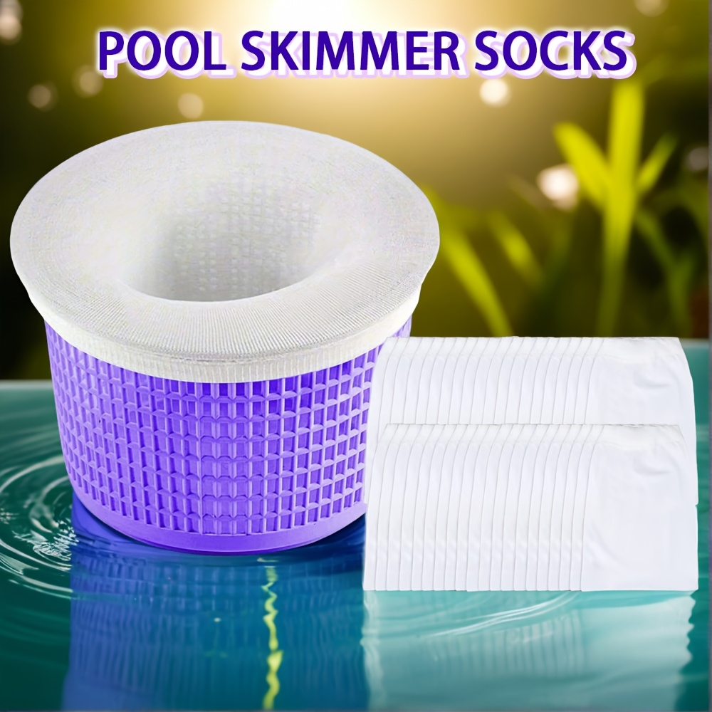 10 Chaussettes-Filtres Pour Skimmer De Piscine - Filet Nylon Réutilisable, Capture Feuilles Et Débris