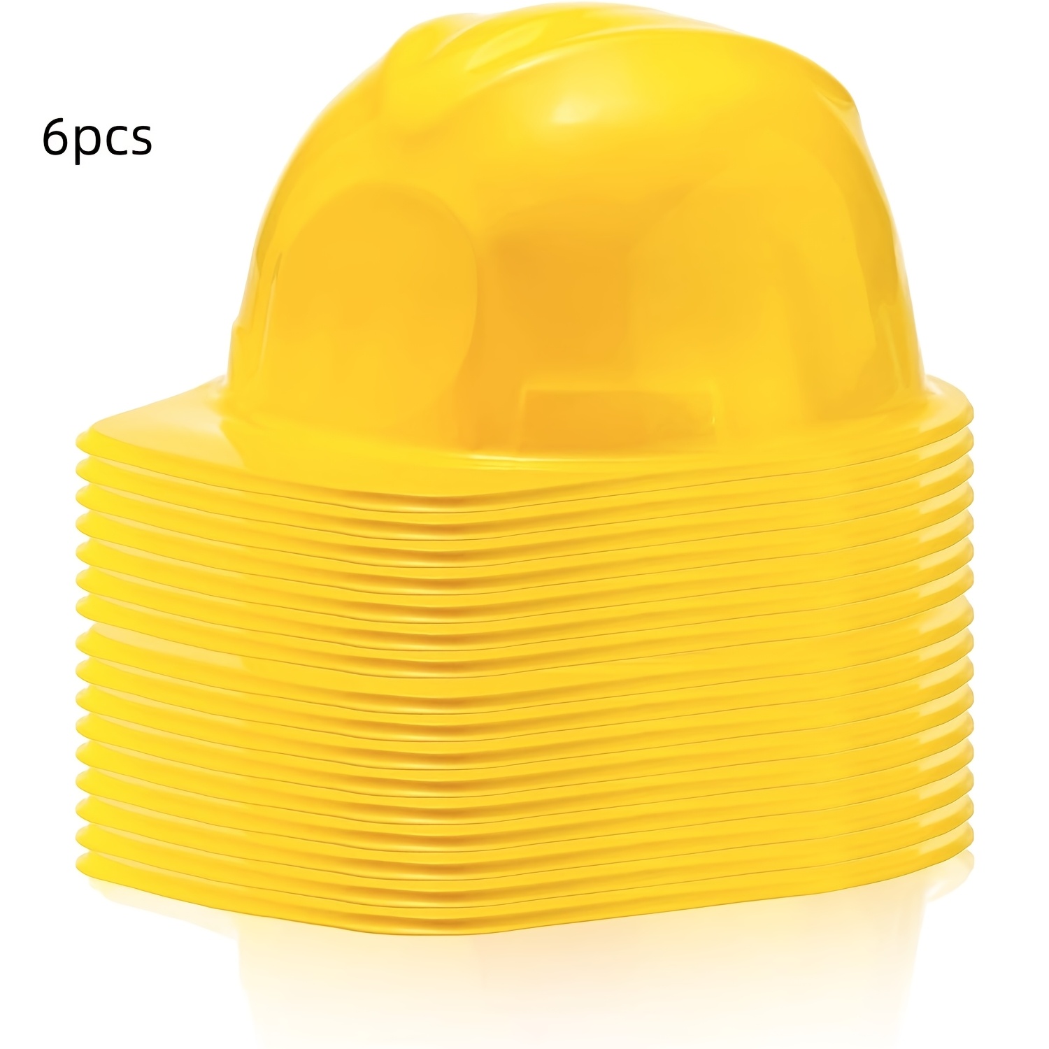 TEMU Lot de 6 casques de chantier jaunes en plastique rigide, adaptés pour les fêtes d'anniversaire, communion, à thème et les casquettes de