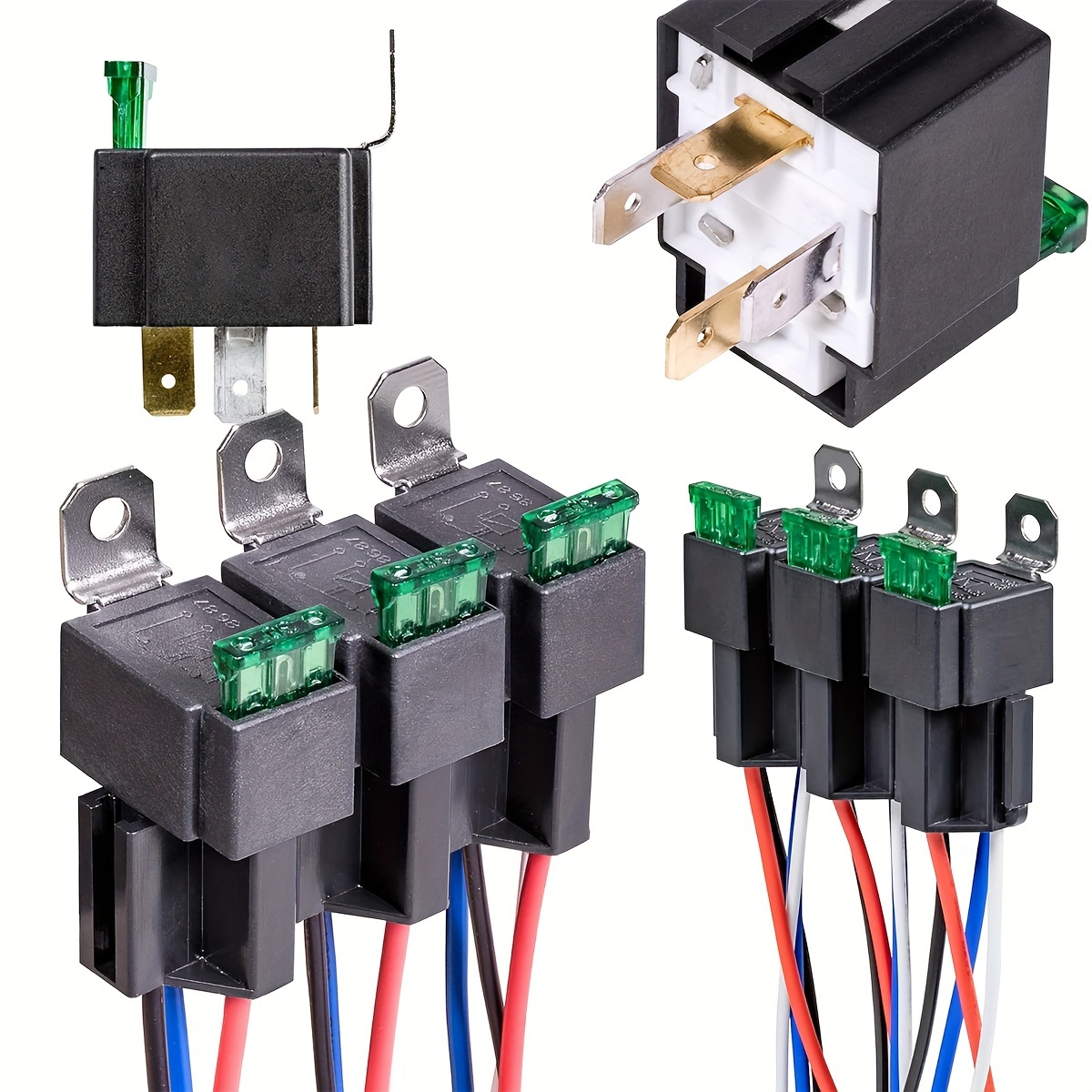 

5pcs 4-pin 12v Style Relay For Switch Kit [interlocking Harness Socket Holder]