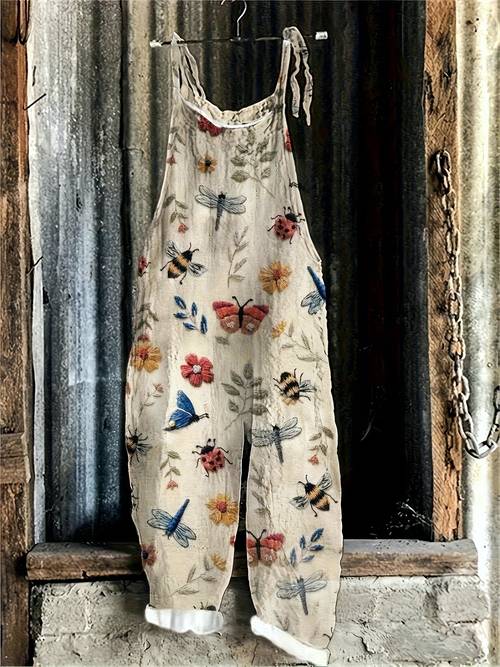 inspired retro print overalls bj028