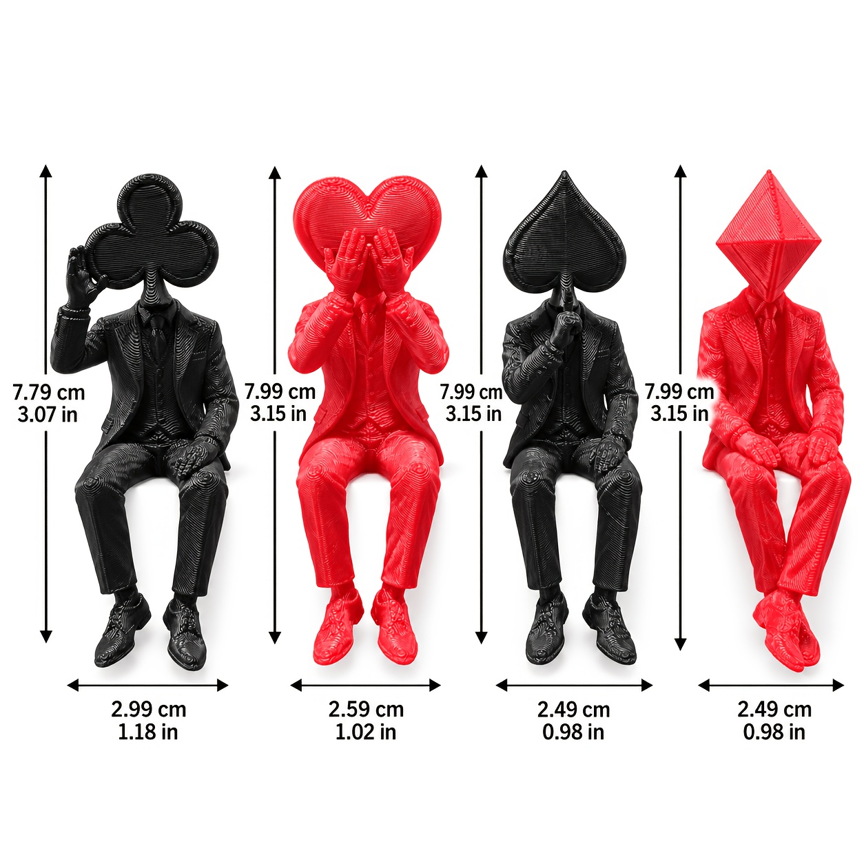 TEMU 4pcs, Rétro Luxe Léger Noir Rouge Prune Sculpture de Gentleman Assis Ornements, Style Luxe Léger Costume Gentleman Assis Statue Ornements,