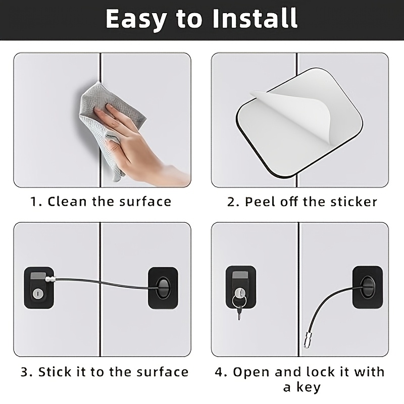 Heavy-Duty No-Drill Safety Lock for Refrigerators and Drawers