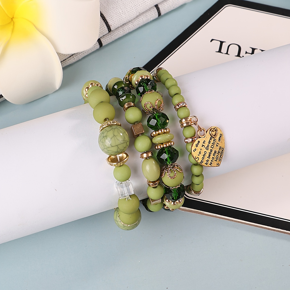 

4pcs Bohemian Style Classic Bracelet, Multi-layer Bead Bracelet, Jewelry For Men