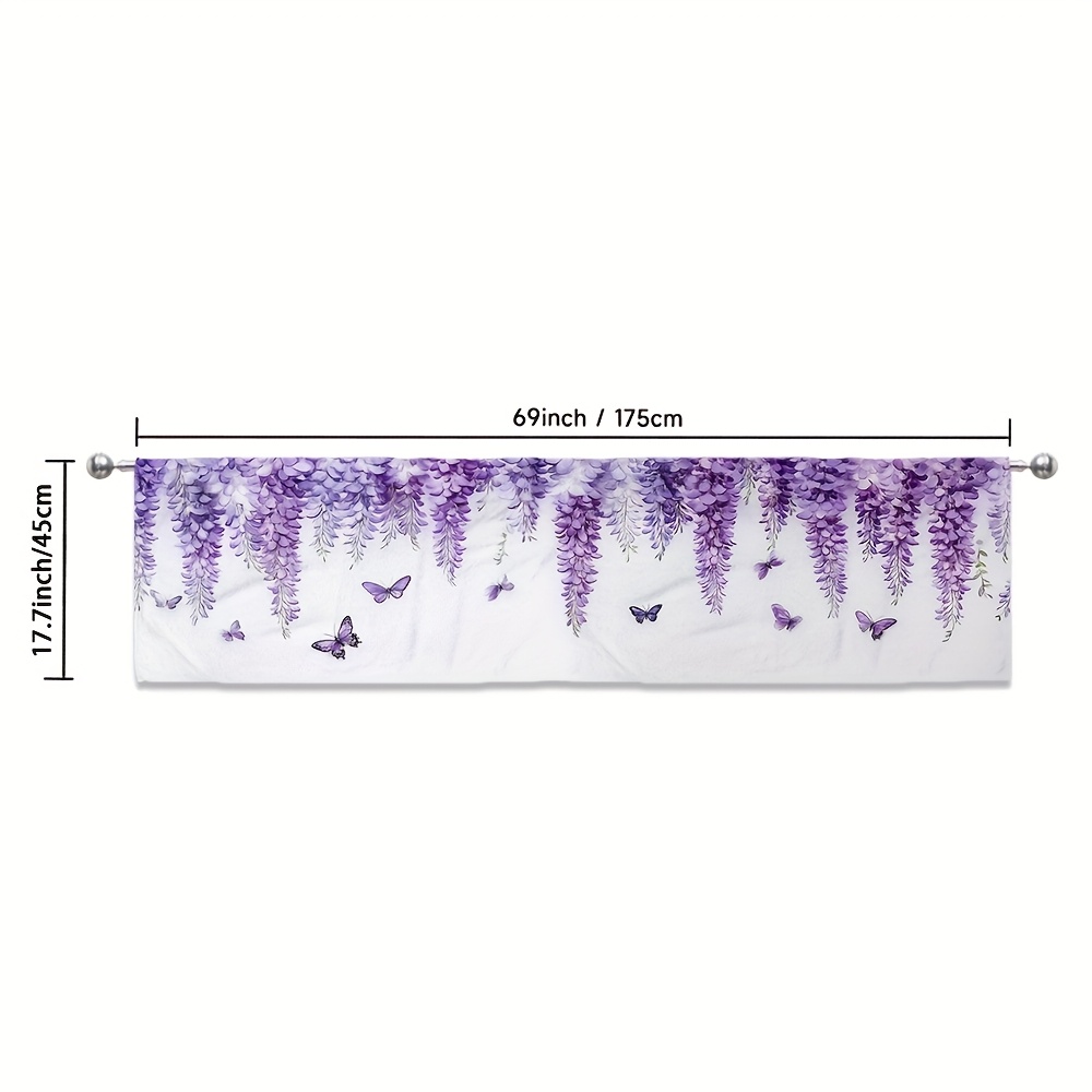 TEMU 1pc, Elegant And Gorgeous Kitchen Drapery, Lavender Print, Machine Washable Fabric, Perfect For Dining Room Teen Room Living Room Office Bedroom