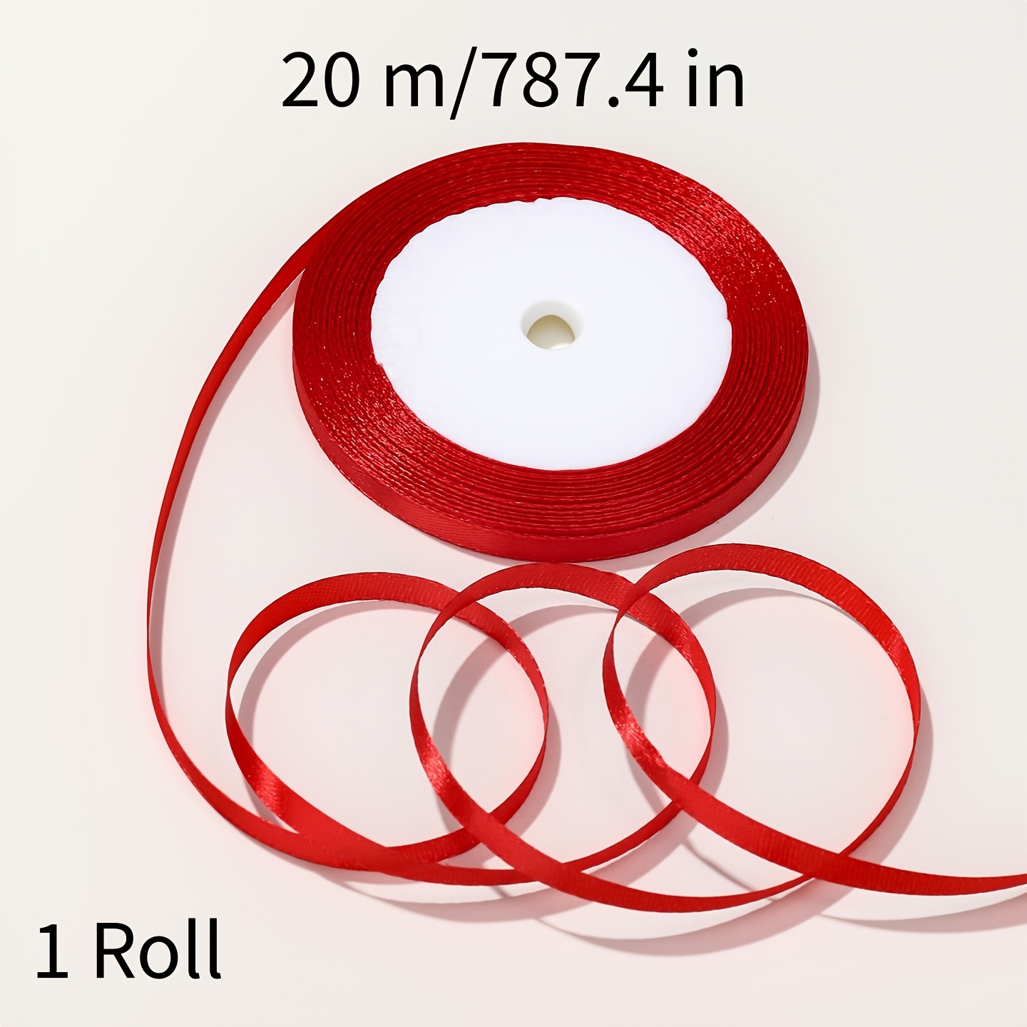 TEMU 1 Rolle/20M Polyester Satinband. Mehrfarbiges, dünnes Band zum Geschenkverpacken, für Haarschleifen, Basteldekoration. Nähen