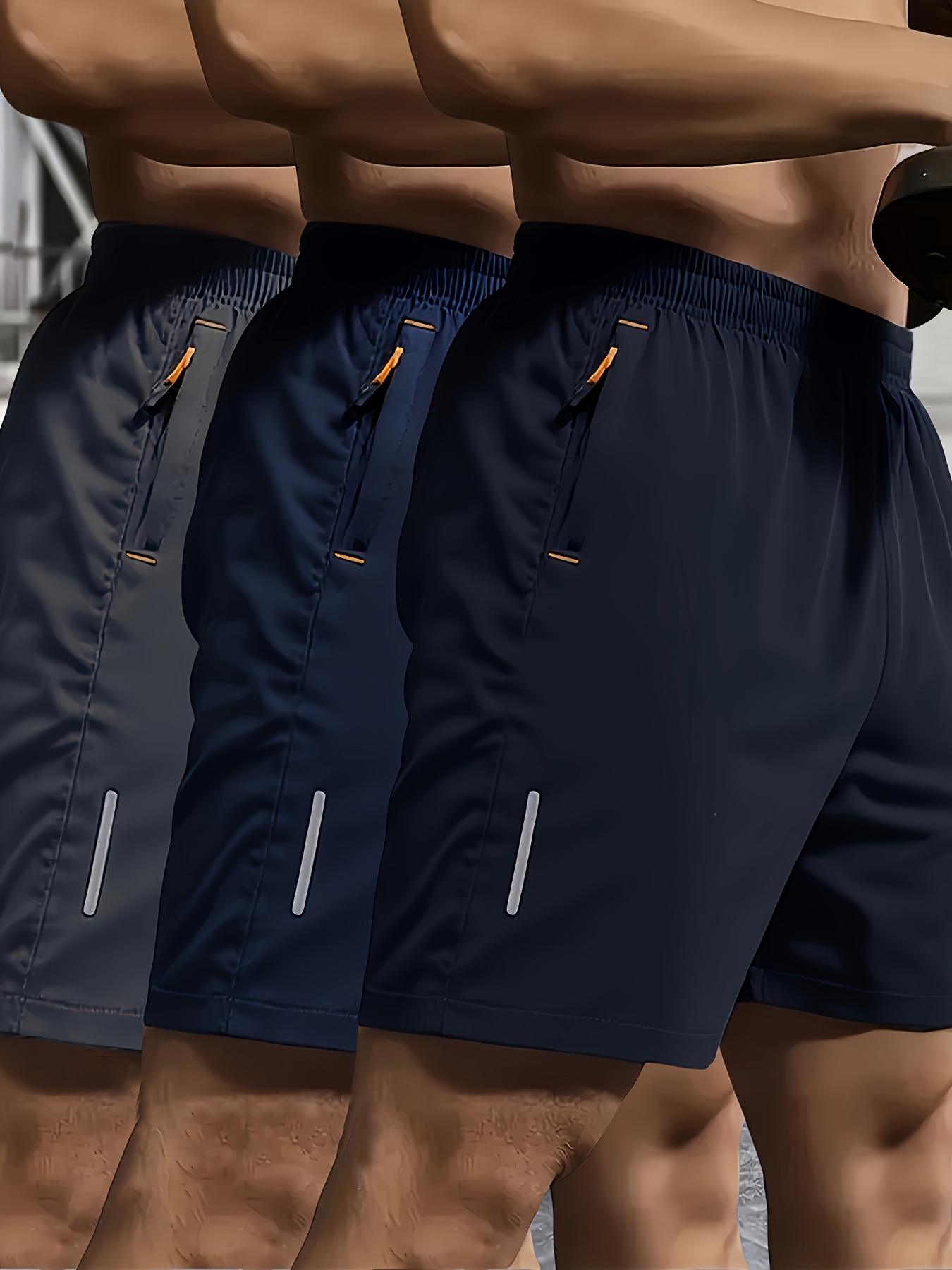 2 piezas de pantalones cortos casuales   para hombre con cordón, tiras reflectantes y bolsillos con cremallera -   transpirable, rápido   - ideal para deportes  , correr, senderismo - regalo   para mí  