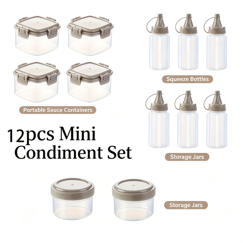 TEMU Mini Condiment Containers, Leak-proof Squeeze Sauce Bottles With Lids, Portable Small Sauce Storage Containers, Travel Condiment Accessories For