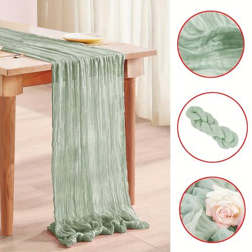 sage green twisted bali yarn table runner suitable for baby showers bridal shower decorations weddings thanksgiving and occasions