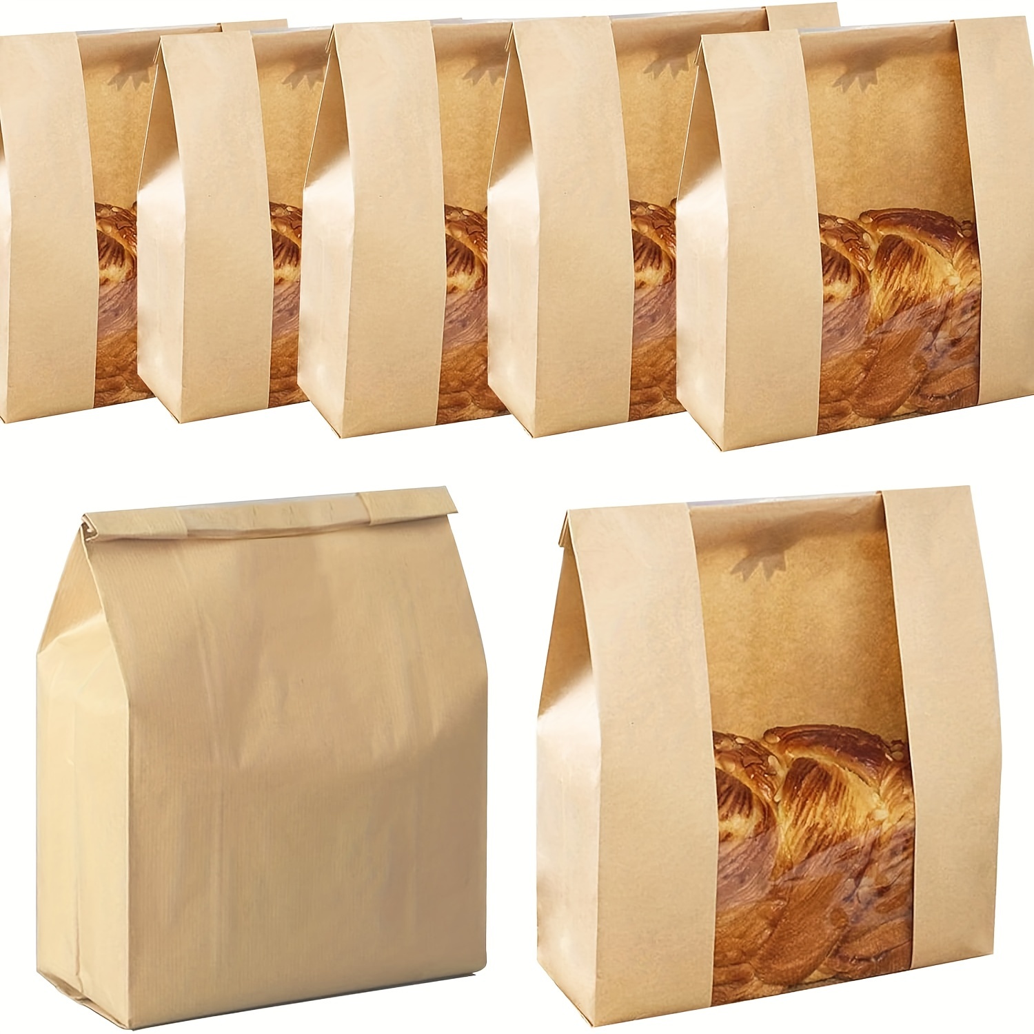 

Kraft Paper Bread Bags, Brown Bakery Bags For Homemade Bread & Food Packing Storage With Clear Window, Sourdough Loaf Bread Bags Seal Stickers