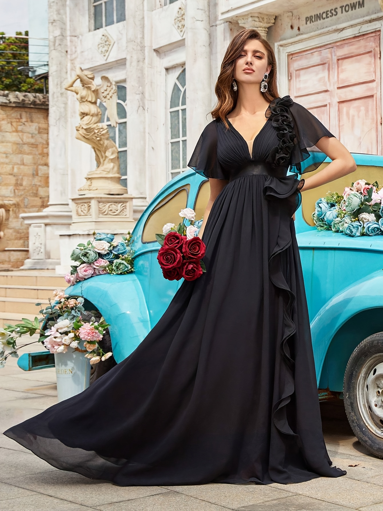chinese dress ladies Tropical Hawaii and Philippines Summer Maxi Dress Kanaka Maoli and Sun Badge Batok Tattoo Grayscale main image 0