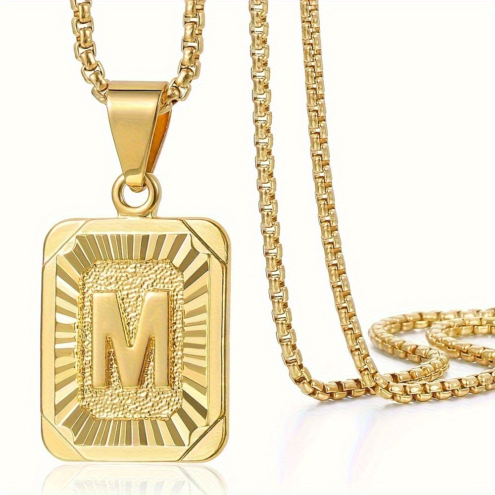 TEMU Creative Letter Card A-z Necklace Pendant With 26 English Letters From, Simple Electroplating , Personal Symbol, Daily Gift, Commuting Party